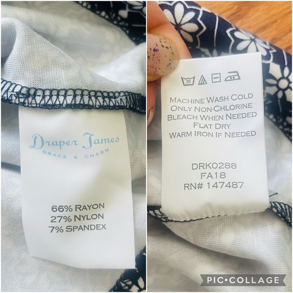 NWT Draper James Honeycomb Nassau Navy Ponte Floral Dress L - Picture 15 of 16